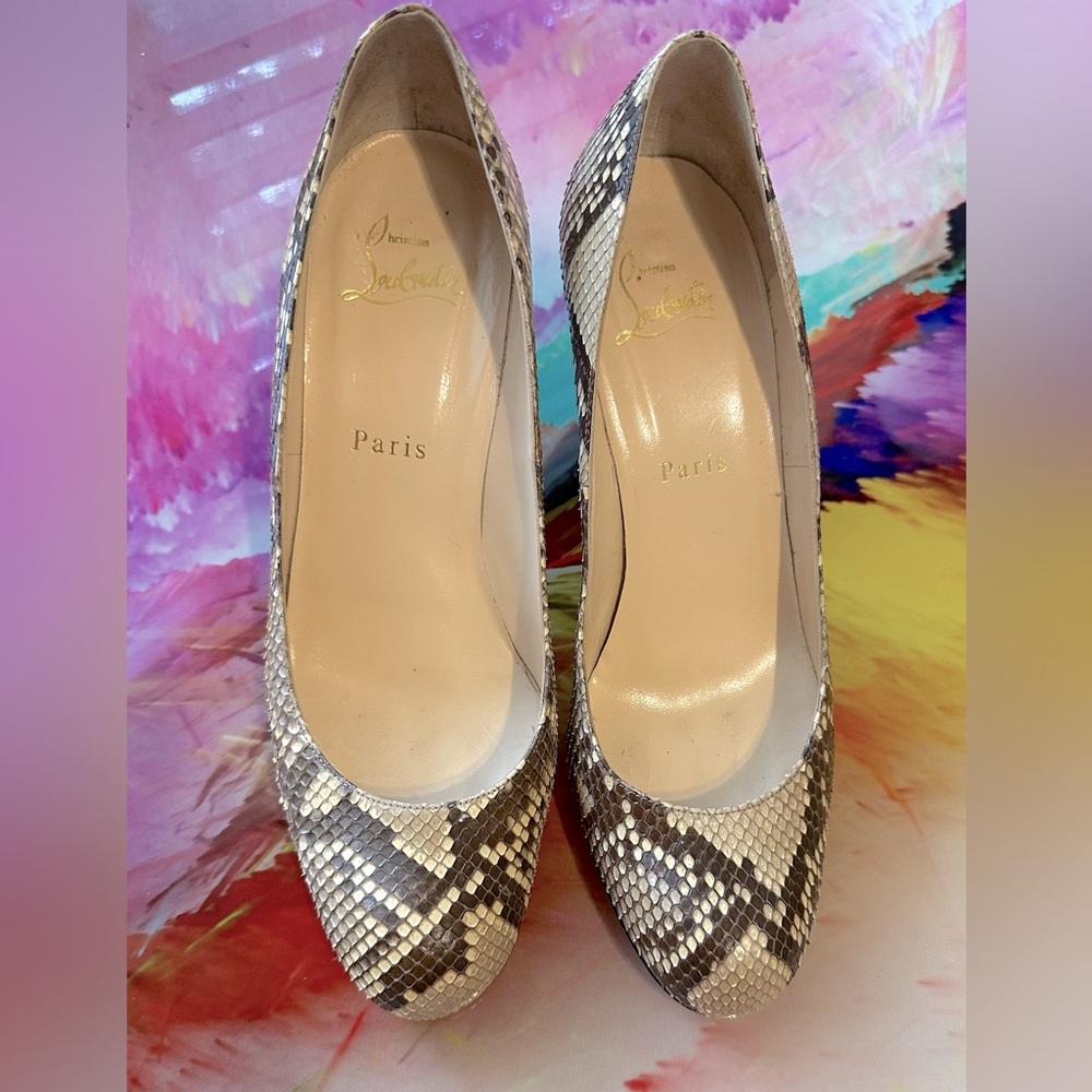 CHRISTIAN LOUBIUTIN Snakeskin Animal Print Pumps